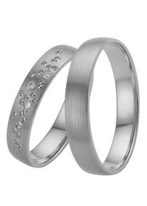 Trauring Firetti "Schmuck Geschenk Gold 375 Hochzeit Ehering "LIEBE" Sterne" Gr. 17, wei&szlig; (wei&szlig;goldfarben), Fingerringe, Damen, 17, 0,03 SI = kleine Einschl&uuml;sse mit Brillanten, Wei&szlig;gold 375, 4mm, Trauring, Made in Germany, wahlweise mit oder ohne Brillanten