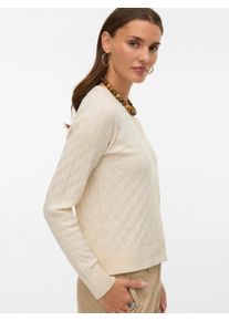 V&eacute;ro Moda Strickjacke VERO MODA "VMFANTASTIC LS O-NECK CABLE CARDIGAN", Damen, Gr. M, birch, Strick, Obermaterial: 84% Polyester, 16% Viskose, unifarben, regular fit normal, Rundhals, Strickjacken Strickjacke