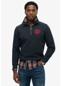 Sweatshirt Superdry "Sd&co Neon Half Zip Track", Herren, Gr. S, eclipse navy, angeraute Sweatware, Obermaterial: 100% Baumwolle, bedruckt, normal, Rundhals, Rippb&uuml;ndchen, Sweatshirts Sweatshirt