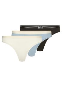 String BOSS "3P THONG", Damen, Gr. L, 3 Stk., bunt (open miscellaneous 964), Jersey, Obermaterial: 90% Baumwolle, 10% Elasthan, k&ouml;rpernah, Unterhosen String, mit BOSS Logobund