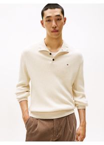 Troyer Tommy Hilfiger "PIMA CASH STRUCTURE MOCK", Herren, Gr. XXL, heatherot oatmilk, Strick, Obermaterial: 95% Baumwolle, 5% Kaschmir, normal, Rippb&uuml;ndchen, Pullover Troyer, Rippb&uuml;ndchen am Kragen, &Auml;rmel und Saum