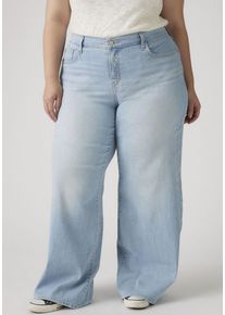 LEVI'S&reg; PLUS Weite Jeans LEVI'S PLUS "PL 318 SHAPING WIDE LEG", Damen, Gr. 14 (46), L&auml;nge 30, tall glass of water plus, Denim/Jeans, Obermaterial: 80% Baumwolle, 19% Polyester, 1% Elasthan, unifarben, weit kn&ouml;chellang, Jeans Weite Jeans, im Five-Pocket Style