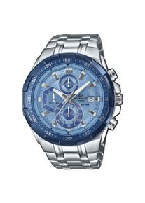 Chronograph CASIO EDIFICE, silberfarben, blau, Armbanduhren, Herren, Chronograph, Quarzuhr, Armbanduhr, Herrenuhr, Edelstahlarmband, analog, Tag