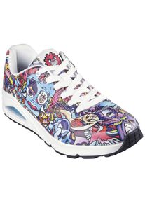 Sneaker Skechers "UNO - COLOR DOODLE", Herren, Gr. 42, bunt (multi color doodle), Lederimitat, bedruckt, Schuhe Sneaker, Keilsneaker, Schn&uuml;rschuh, Retro Sneaker mit einzigartigem Print, Topseller