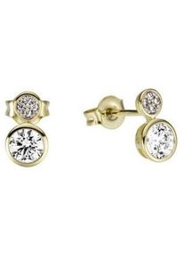 Paar Ohrstecker Firetti "Schmuck Geschenk Gold 333 Ohrschmuck Kreis Rund", gelb (gelbgoldfarben, wei&szlig;goldfarben, kristallwei&szlig;, kristallwei&szlig;), Ohrringe, Damen, Gelbgold 333, Paar Ohrstecker, mit Zirkonia (synth.)
