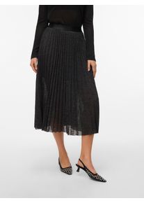 V&eacute;ro Moda Plisseerock VERO MODA "VMHENLEY MW 7/8 SKIRT JRS BTQ", Damen, Gr. S (36), schwarz detail:silber lurex, Jersey, Obermaterial: 95% Polyester, 5% Elasthan, Glitzermuster, regular fit wadenlang, R&ouml;cke Plisseerock
