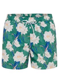 Badeshorts BOSS "Iris", Herren, Gr. S, N-Gr, open gr&uuml;n 350, Microfaser, Obermaterial: 100% Polyester, gemustert, Badehosen Badeshorts, mit floralem Muster