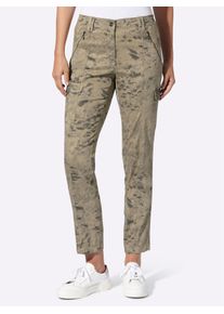 Webhose Heine, Damen, Gr. 46, Normalgr&ouml;&szlig;en, sesam, anthrazit, bedruckt, 63% Baumwolle, 35% Lyocell, 2% Elasthan, bedruckt, gemustert, mehrfarbig, Hosen Webhose