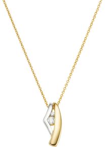 Kette mit Anh&auml;nger Firetti "Schmuck Geschenk Gold 375 Halsschmuck Goldkette bicolor", gelb (gelbgoldfarben, wei&szlig;goldfarben, kristallwei&szlig;), Halsketten, Damen, Gelbgold 375, L: 45 B: 0,9mm, Kette mit Anh&auml;nger, mit Zirkonia (synth.), B:0,9mm