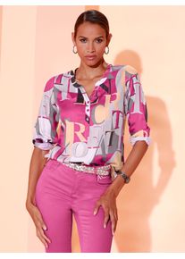 CR&Eacute;ATION L Schlupfbluse CREATION L, Damen, Gr. 50, pink (fuchsia, hellgrau, bedruckt), 100% Modal, gemustert, V-Ausschnitt, Blusen Schlupfbluse