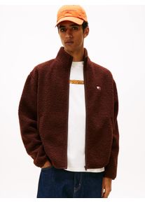 Sweatjacke Tommy Jeans "BADGE TEDDY", Herren, Gr. M, rich braun, Sweatware, Obermaterial: 100% Polyester, unifarben, relaxed fit normal, Rundhals, eingesetzt B&uuml;ndchen, Sweatjacken Sweatjacke, Relaxed fit, Teddy-Fleece, Stehkragen