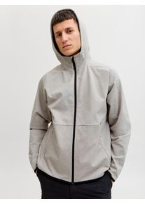 Jack & Jones Sweatshirt JACK & JONES "JJEBASE SWEAT ZIP HOOD SN", Herren, Gr. S, light grau melange, angeraute Sweatware, Obermaterial: 75% Polyester, 21% Baumwolle, 4% Elasthan, meliert, Sweatshirts Sweatshirt, mit Kaputze