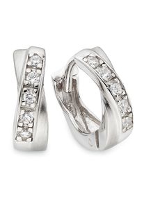 Paar Creolen Bruno Banani "Schmuck Geschenk Silbercreolen", silberfarben, kristallwei&szlig;, kristallwei&szlig;, Ohrringe, Damen, 12mm, Silber 925 (Sterlingsilber), Paar Creolen, mit Zirkonia (synth.)