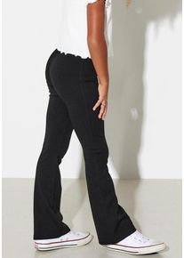 Schlaghose KIDS Only "KONPAIGE", M&auml;dchen, Gr. 152, N-Gr, schwarz, Jersey, Obermaterial: 65% Viskose, 30% Polyester, 5% Elasthan, unifarben, eng normal, Hosen Schlaghose, mit Rundumgummizug, Topseller