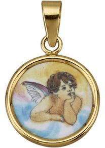 Engelanh&auml;nger Firetti "Schmuck Geschenk Gold 585 Halsschmuck Anh&auml;nger f&uuml;r Halskette Engel", gold (gelbgoldfarben, mehrfarbig), Schmuckanh&auml;nger, Damen, Gelbgold 585, 0,5 g, Engelanh&auml;nger, mit Emaille