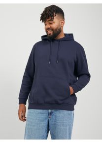 Jack & Jones PlusSize Kapuzensweatshirt "JJEBRADLEY SWEAT HOOD NOOS PLS", Herren, Gr. 3XL, blau (navy blazer), angeraute Sweatware, Obermaterial: 61% Polyester, 39% Baumwolle, JACK & JONES PLUSSIZE, unifarben, loose fit normal, Rundhals, Rippb&uuml;ndchen, Sweatshirts Kapuzensweatshirt, mit Rippb&uuml;ndchen