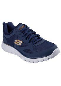 Sneaker Skechers "BURNS-AGOURA", Herren, Gr. 42, navy, orange, Leder, Textil, kontrastfarbene Details, Schuhe Sneaker, Schn&uuml;rschuh, Sportschuh mit Memory Foam