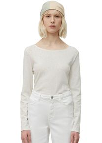 Marc O'Polo Langarmshirt MARC O'POLO DENIM, Damen, Gr. L, wei&szlig; (wollwei&szlig;), Slub, Obermaterial: 100% Baumwolle, unifarben, figurbetont h&uuml;ftlang, U-Boot-Ausschnitt, abgesteppt, Shirts Langarmshirt, als tolles Langarm-Basic