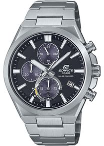 Chronograph CASIO EDIFICE, silber (edelstahlfarben, schwarz), Armbanduhren, Herren, Chronograph, Solaruhr, Armbanduhr, Herrenuhr, Saphirglas, Edelstahlarmband