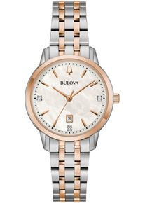 Quarzuhr Bulova, rosa (silberfarben, ros&eacute;goldfarben), Armbanduhren, Damen, Quarzuhr, Armbanduhr, Damenuhr, Edelstahlarmband, Leuchtzeiger, Datum