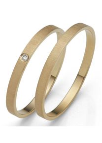 Trauring Firetti "Schmuck Geschenk Gold 375 Hochzeit Ehering "LIEBE" Gr. 50, gold (gelbgoldfarben), Fingerringe, Damen, 50, 0,01 SI = kleine Einschl&uuml;sse mit Brillant, Gelbgold 585, 2mm, Trauring, Made in Germany, wahlweise mit oder ohne Brillant