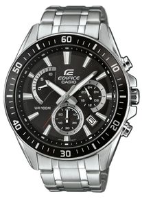 Chronograph CASIO EDIFICE, silber (schwarz, silberfarben), Armbanduhren, Herren, Chronograph, Quarzuhr, Armbanduhr,Herrenuhr, bis 10bar wasserdicht,Edelstahlarmband