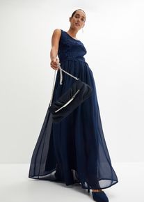 bonprix Maxikleid mit Spitze, blau, Gr.38, Elegantes Maxikleid mit sch&ouml;ner Spitze und Chiffonrock