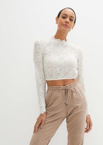 bonprix Spitze-Dirndlbluse langarm, wei&szlig;, Gr.50, h&uuml;bsche Spitzen- Dirndl -Bluse mit langarm