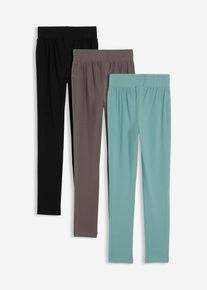 bonprix Leggings aus elastischem Bio-Baumwoll-Mix (3er Pack), gr&uuml;n, Gr.152, Modernes 3er-Pack Skinny-Leggings in Uni-Farben mit Komfortbund f&uuml;r einen coolen, bequemen Look, 95% Baumwolle (organic)
