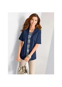 2-in-1-Shirt Classic Basics "Shirt", Damen, Gr. 38, blau (marine), 100% Baumwolle, gemustert, gestreift, mehrfarbig, unifarben, Rundhals, Shirts 2-in-1 Shirt