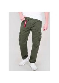 Cargohose Alpha Industries "Jet Pant", Herren, Gr. 34, N-Gr, gr&uuml;n (schwarz oliv), Web, Obermaterial: 100% Baumwolle, unifarben, normal lang, Hosen Cargohose, mit seitlichen Cargotaschen und Kordelzug am Beinabschluss