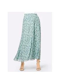 CR&Eacute;ATION L A-Linien-Rock CREATION L, Damen, Gr. 42, gr&uuml;n (kalkmint, ecru, bedruckt), 100% Polyester, gemustert, lang, R&ouml;cke Maxirock