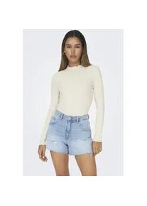 Jacqueline de Yong Langarmbluse JDY "JDYFRANSISKA L/S HIGHNECK TOP JRS NOOS", Damen, Gr. M, grau (wei&szlig;cap gray), Single Jersey, Obermaterial: 75% Viskose, 20% Baumwolle, 5% Elasthan, unifarben, figurbetont h&uuml;ftlang, Rundhals, gewellter Abschluss, Blusen, Viskosemischung, slim fit