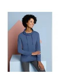 Langarmshirt Classic Basics "Shirt", Damen, Gr. 40, blau (jeansblau), 100% Baumwolle, meliert, unifarben, ohne Ausschnitt, Shirts Langarmshirt