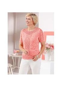 Classic Dog Rundhalspullover CLASSIC "Ajour-Pullover", Damen, Gr. 46, rot (grapefruit, ecru, meliert), 65% Baumwolle, 35% Polyacryl, meliert, Pullover Rundhalspullover