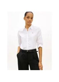 Hemdbluse Tommy Hilfiger "STRETCH REGULAR LS SHIRT", Damen, Gr. 44, wei&szlig; (th optic wei&szlig;), Web, Obermaterial: 97% Baumwolle, 3% Elasthan, unifarben, regular fit normal, Manschette, Blusen Hemdbluse, mit gesticktem Tommy Hilfiger Logo