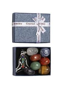 Kette mit Anh&auml;nger Firetti "Schmuck Geschenk Messing Halskette Anh&auml;nger Edelsteine Chakra", bunt (silberfarben, schwarz, braun, rot, lila, orangerot, kristallwei&szlig;, gr&uuml;n, blau, t&uuml;rkis), Halsketten, Damen, Messing, Made in Germany - mit Edelsteinen