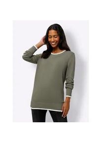 Strickpullover Heine "Pullover", Damen, Gr. 38, gr&uuml;n (khaki), 70% Viskose, 30% Polyamid, unifarben, Pullover Strickpullover