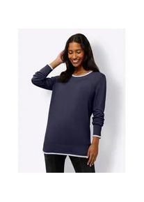 Strickpullover Heine "Pullover", Damen, Gr. 38, blau (marine), 70% Viskose, 30% Polyamid, unifarben, Pullover Strickpullover