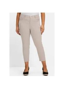 7/8-Hose sheego, Damen, Gr. 44, Normalgr&ouml;&szlig;en, beige, 98% Baumwolle, 2% Elasthan, unifarben, Hosen 7/8-Hose