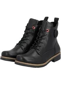 Schn&uuml;rstiefelette Rieker, Damen, Gr. 38, schwarz, Lederimitat, unifarben, Basic, Schuhe Schn&uuml;rstiefelette, Schn&uuml;rboots, Stiefelette, Blockabsatz mit dekorativer Zierschnalle