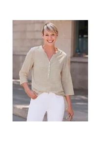 Schlupfbluse Classic Basics, Damen, Gr. 52, orange (sand, koralle, kariert), 100% Baumwolle, gemustert, kariert, mehrfarbig, Rundhals, Blusen Schlupfbluse