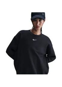 T-Shirt Nike SPORTSWEAR "W NSW PHNX FLC OS LONG CREW", Damen, Gr. XXL, schwarz, sail, Obermaterial: 80% Baumwolle, 20% Polyester, Shirts T-Shirt, Oversize Sweatshirt