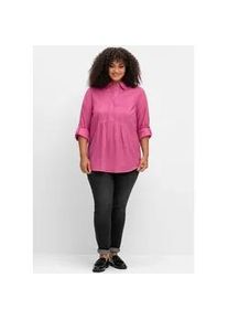 Langarmbluse sheego BY JOE BROWNS, Damen, Gr. 42, rosa (fuchsia), 100% Baumwolle, unifarben, Blusen
