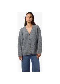 Strickjacke Noisy may "NMDOLLY L/S KNIT CARDIGAN FWD NOOS", Damen, Gr. M, grau (medium grau melange), Strick, Obermaterial: 73% Polyester, 13% Nylon, 8% Wolle, 6% Elasthan, unifarben, h&uuml;ftbedeckend, V-Ausschnitt, Strickjacken Strickjacke