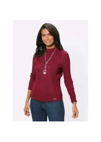 Strickpullover Casual Looks "Pullover", Damen, Gr. 46, rot (kirsche), 50% Baumwolle, 50% Polyacryl, unifarben, Pullover Strickpullover