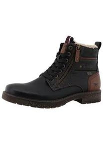 Winterstiefelette Mustang SHOES "Midor", Herren, Gr. 42, schwarz, Lederimitat, Textil, Basic, Schuhe Winterstiefelette, Schn&uuml;rstiefel, Winterstiefel mit Warmfutter