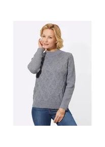 Strickpullover Classic Basics "Pullover", Damen, Gr. 48, grau (steingrau, meliert), 75% Polyacryl, 19% Polyamid, 6% Polyester, meliert, Pullover Strickpullover