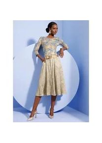 CR&Eacute;ATION L Rundhalsshirt CREATION L "Shirt", Damen, Gr. 36, sand, bleu, bedruckt, 95% Viskose, 5% Elasthan, gebl&uuml;mt, gemustert, mehrfarbig, Rundhals, Shirts Rundhalsshirt