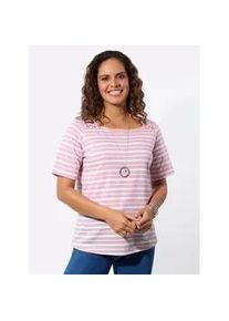 T-Shirt Casual Looks "Shirt-Set", Damen, Gr. 42, ros&eacute;, ros&eacute;, wei&szlig;, geringelt, 100% Baumwolle, gemustert, gestreift, unifarben, eckiger Ausschnitt, Shirts T-Shirt